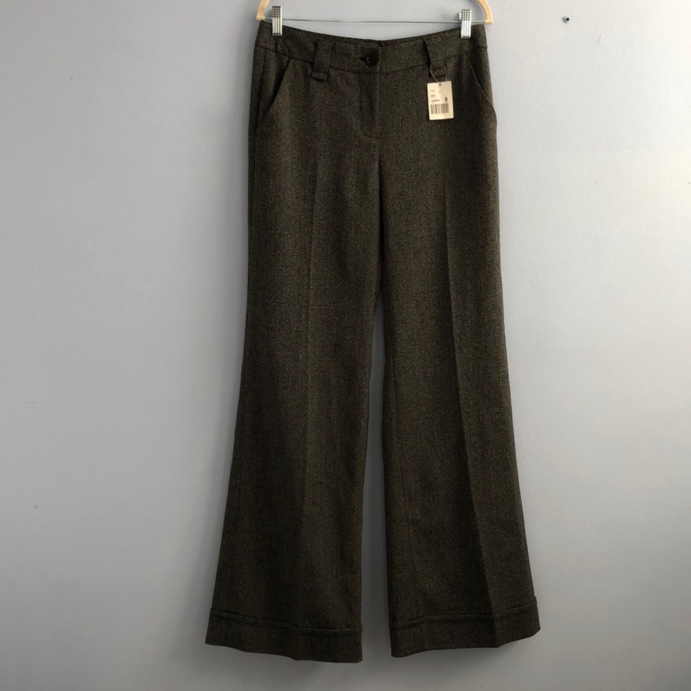 Cabi modern wide leg trouser black herringbone detail size 8 NWT